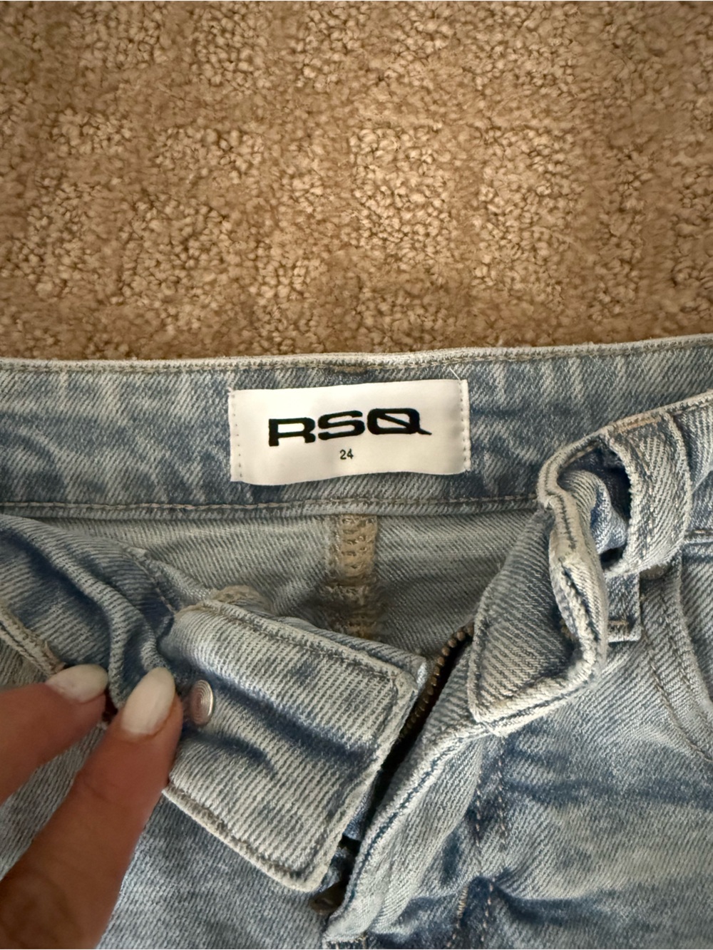 RSQ Light Blue Distressed Denim Shorts - Picture 2 of 4